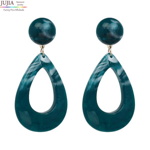 JUJIA fashion women statement resin Earrings for women fashion water drop earring wholesale women wedding gift jewelry