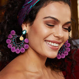 JURAN Handmade 2018 New Arrivals Drop Resin Earrings Big Hairball Earring Crystal Large Long Brinco Ear Accessories Oorbellen