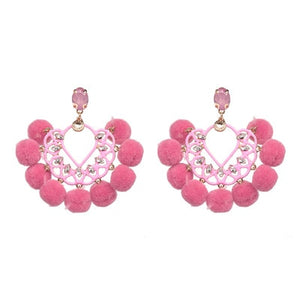 JURAN Handmade 2018 New Arrivals Drop Resin Earrings Big Hairball Earring Crystal Large Long Brinco Ear Accessories Oorbellen