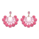 JURAN Handmade 2018 New Arrivals Drop Resin Earrings Big Hairball Earring Crystal Large Long Brinco Ear Accessories Oorbellen