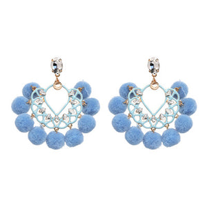 JURAN Handmade 2018 New Arrivals Drop Resin Earrings Big Hairball Earring Crystal Large Long Brinco Ear Accessories Oorbellen