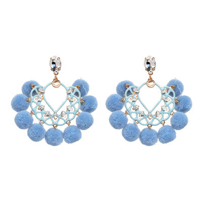 JURAN Handmade 2018 New Arrivals Drop Resin Earrings Big Hairball Earring Crystal Large Long Brinco Ear Accessories Oorbellen