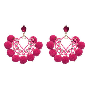 JURAN Handmade 2018 New Arrivals Drop Resin Earrings Big Hairball Earring Crystal Large Long Brinco Ear Accessories Oorbellen