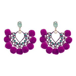 JURAN Handmade 2018 New Arrivals Drop Resin Earrings Big Hairball Earring Crystal Large Long Brinco Ear Accessories Oorbellen