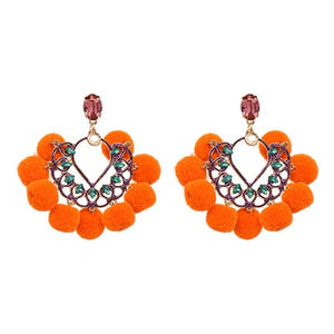 JURAN Handmade 2018 New Arrivals Drop Resin Earrings Big Hairball Earring Crystal Large Long Brinco Ear Accessories Oorbellen
