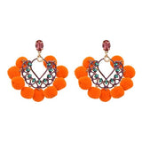 JURAN Handmade 2018 New Arrivals Drop Resin Earrings Big Hairball Earring Crystal Large Long Brinco Ear Accessories Oorbellen