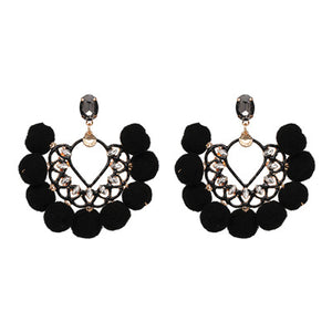 JURAN Handmade 2018 New Arrivals Drop Resin Earrings Big Hairball Earring Crystal Large Long Brinco Ear Accessories Oorbellen