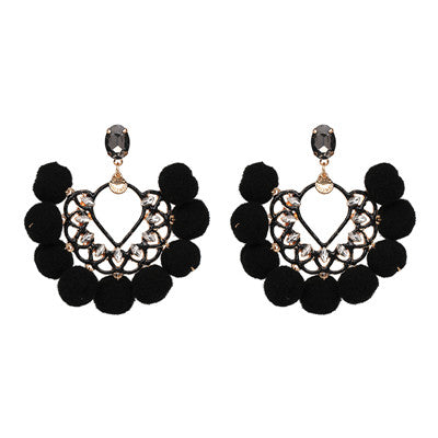 JURAN Handmade 2018 New Arrivals Drop Resin Earrings Big Hairball Earring Crystal Large Long Brinco Ear Accessories Oorbellen