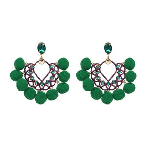 JURAN Handmade 2018 New Arrivals Drop Resin Earrings Big Hairball Earring Crystal Large Long Brinco Ear Accessories Oorbellen