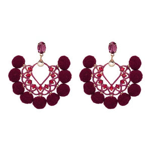 JURAN Handmade 2018 New Arrivals Drop Resin Earrings Big Hairball Earring Crystal Large Long Brinco Ear Accessories Oorbellen