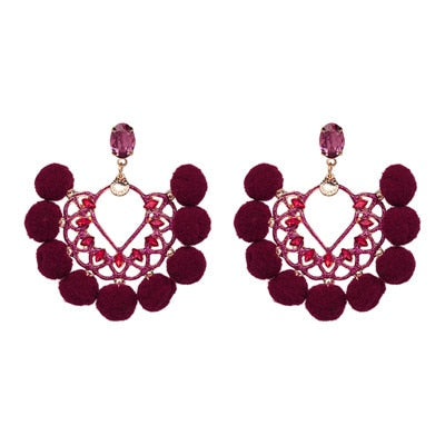 JURAN Handmade 2018 New Arrivals Drop Resin Earrings Big Hairball Earring Crystal Large Long Brinco Ear Accessories Oorbellen