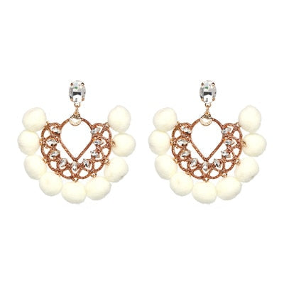 JURAN Handmade 2018 New Arrivals Drop Resin Earrings Big Hairball Earring Crystal Large Long Brinco Ear Accessories Oorbellen