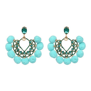 JURAN Handmade 2018 New Arrivals Drop Resin Earrings Big Hairball Earring Crystal Large Long Brinco Ear Accessories Oorbellen