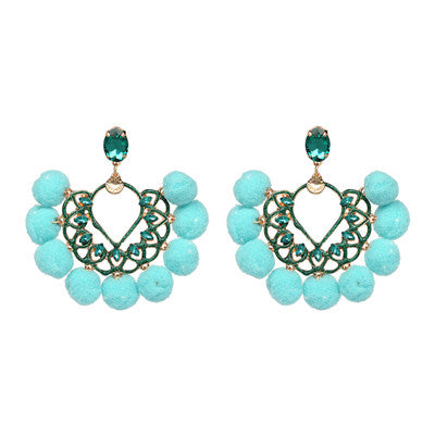 JURAN Handmade 2018 New Arrivals Drop Resin Earrings Big Hairball Earring Crystal Large Long Brinco Ear Accessories Oorbellen