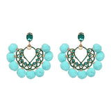 JURAN Handmade 2018 New Arrivals Drop Resin Earrings Big Hairball Earring Crystal Large Long Brinco Ear Accessories Oorbellen