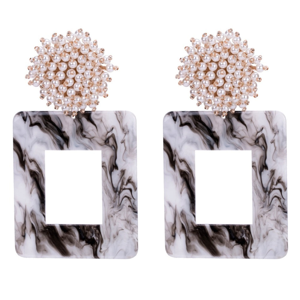 KMVEXO Geometric Resin Earrings Big Earring Round Pearl Bead Ball Large Long Brinco Ear Accessories Oorbellen Party Wedding Gift