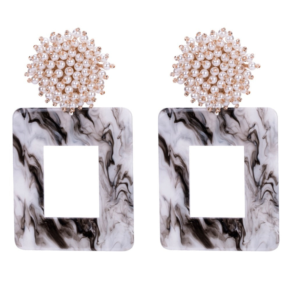 KMVEXO Geometric Resin Earrings Big Earring Round Pearl Bead Ball Large Long Brinco Ear Accessories Oorbellen Party Wedding Gift