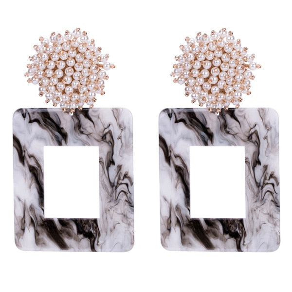 KMVEXO Geometric Resin Earrings Big Earring Round Pearl Bead Ball Large Long Brinco Ear Accessories Oorbellen Party Wedding Gift