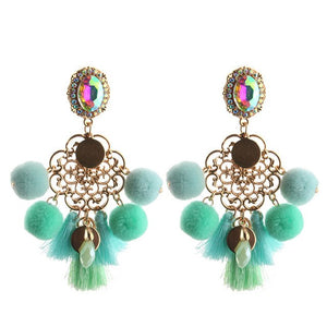 NeeFu WoFu 2018 Drop Resin Earrings Big Hairball Earring tassel Earring Crystal Large Long Brinco Ear Oorbellen Christmas Gift