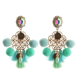 NeeFu WoFu 2018 Drop Resin Earrings Big Hairball Earring tassel Earring Crystal Large Long Brinco Ear Oorbellen Christmas Gift