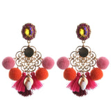 NeeFu WoFu 2018 Drop Resin Earrings Big Hairball Earring tassel Earring Crystal Large Long Brinco Ear Oorbellen Christmas Gift