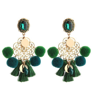 NeeFu WoFu 2018 Drop Resin Earrings Big Hairball Earring tassel Earring Crystal Large Long Brinco Ear Oorbellen Christmas Gift