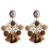 NeeFu WoFu 2018 Drop Resin Earrings Big Hairball Earring tassel Earring Crystal Large Long Brinco Ear Oorbellen Christmas Gift