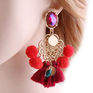 NeeFu WoFu 2018 Drop Resin Earrings Big Hairball Earring tassel Earring Crystal Large Long Brinco Ear Oorbellen Christmas Gift