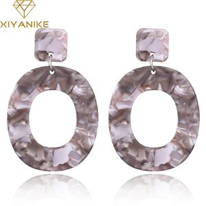 XIYANIKE 2018 New Fashion Acid Acrylic Resin Earrings Dangle Oval Earrings for Women Long Pendant Earrings Fashion Jewelry E122