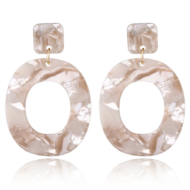 XIYANIKE 2018 New Fashion Acid Acrylic Resin Earrings Dangle Oval Earrings for Women Long Pendant Earrings Fashion Jewelry E122