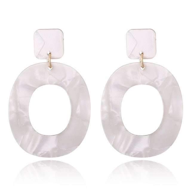 XIYANIKE 2018 New Fashion Acid Acrylic Resin Earrings Dangle Oval Earrings for Women Long Pendant Earrings Fashion Jewelry E122