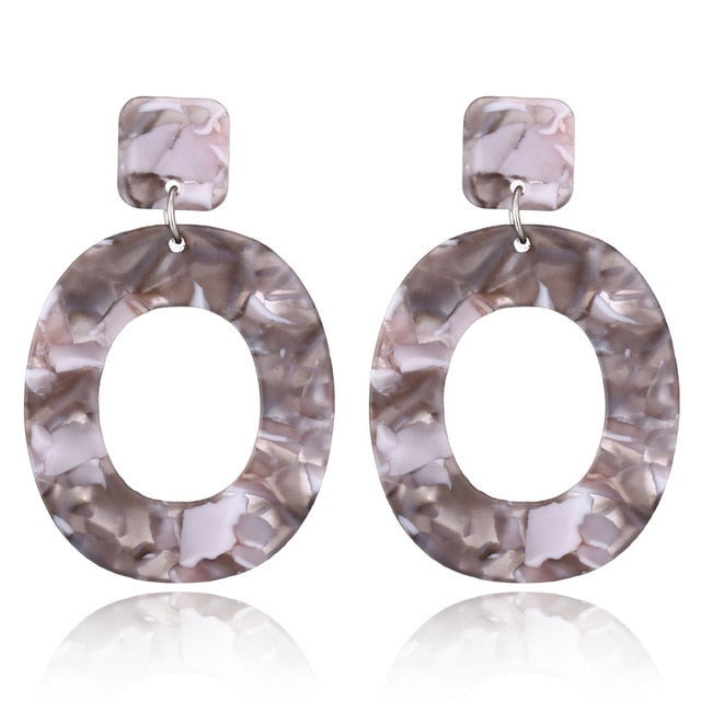 XIYANIKE 2018 New Fashion Acid Acrylic Resin Earrings Dangle Oval Earrings for Women Long Pendant Earrings Fashion Jewelry E122