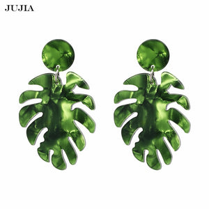 JUJIA Trendy Drop Dangle Earrings For Women Charm Leaves Shaped Vintage Statement Resin Earrings Wholesale
