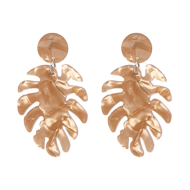 JUJIA Trendy Drop Dangle Earrings For Women Charm Leaves Shaped Vintage Statement Resin Earrings Wholesale