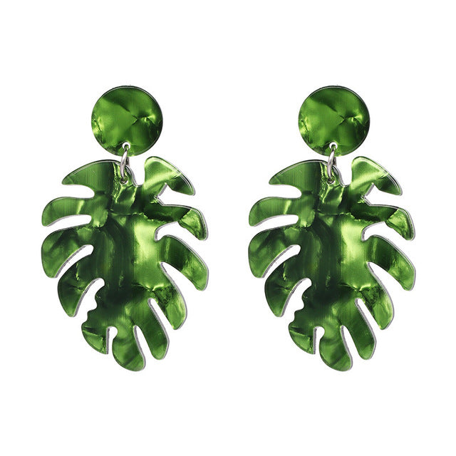 JUJIA Trendy Drop Dangle Earrings For Women Charm Leaves Shaped Vintage Statement Resin Earrings Wholesale