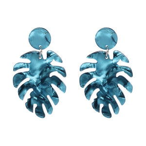 JUJIA Trendy Drop Dangle Earrings For Women Charm Leaves Shaped Vintage Statement Resin Earrings Wholesale