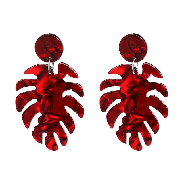 JUJIA Trendy Drop Dangle Earrings For Women Charm Leaves Shaped Vintage Statement Resin Earrings Wholesale