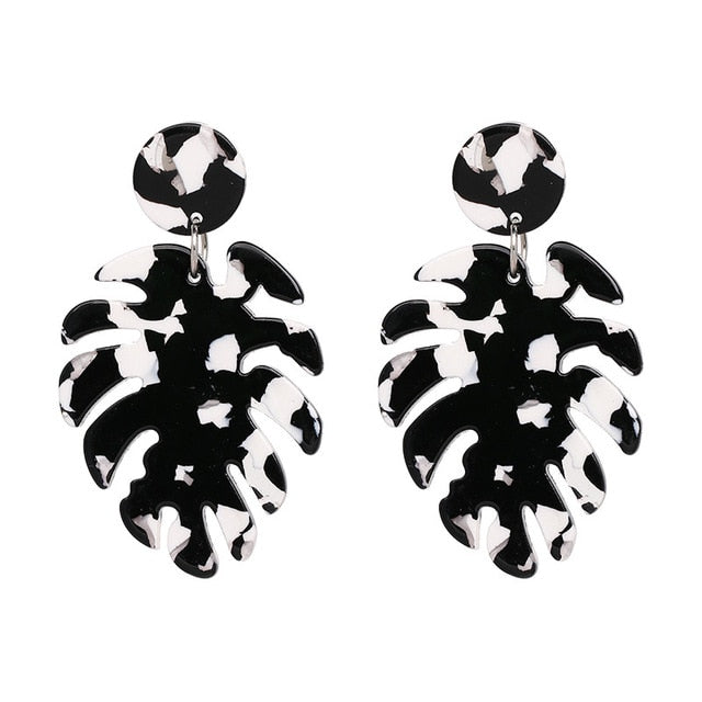 JUJIA Trendy Drop Dangle Earrings For Women Charm Leaves Shaped Vintage Statement Resin Earrings Wholesale