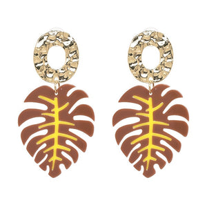 JUJIA Trendy Drop Dangle Earrings For Women Charm Leaves Shaped Vintage Statement Resin Earrings Wholesale