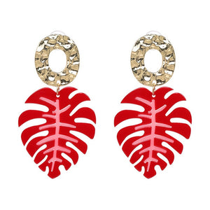 JUJIA Trendy Drop Dangle Earrings For Women Charm Leaves Shaped Vintage Statement Resin Earrings Wholesale