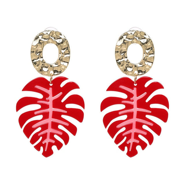 JUJIA Trendy Drop Dangle Earrings For Women Charm Leaves Shaped Vintage Statement Resin Earrings Wholesale