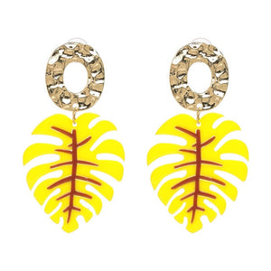JUJIA Trendy Drop Dangle Earrings For Women Charm Leaves Shaped Vintage Statement Resin Earrings Wholesale