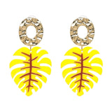 JUJIA Trendy Drop Dangle Earrings For Women Charm Leaves Shaped Vintage Statement Resin Earrings Wholesale