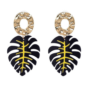 JUJIA Trendy Drop Dangle Earrings For Women Charm Leaves Shaped Vintage Statement Resin Earrings Wholesale
