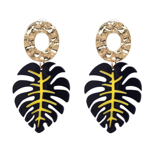 JUJIA Trendy Drop Dangle Earrings For Women Charm Leaves Shaped Vintage Statement Resin Earrings Wholesale