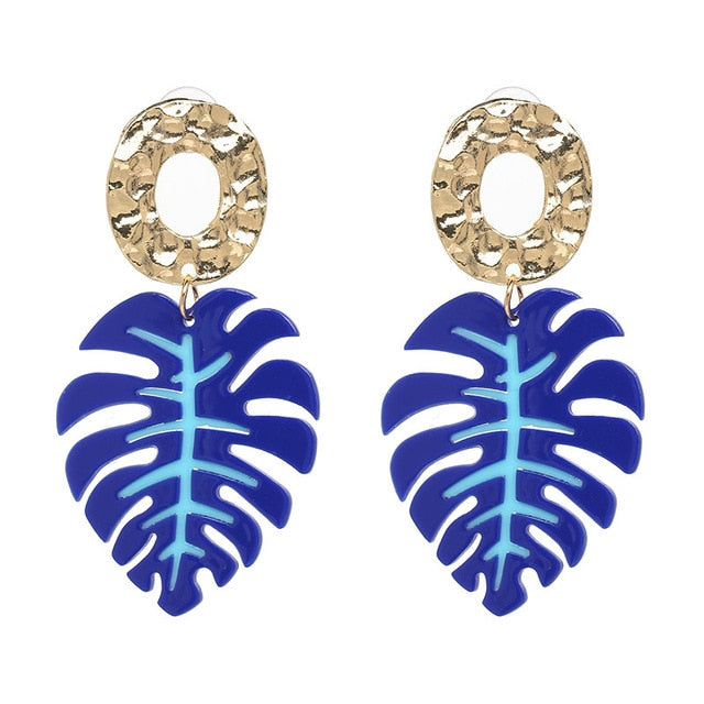 JUJIA Trendy Drop Dangle Earrings For Women Charm Leaves Shaped Vintage Statement Resin Earrings Wholesale
