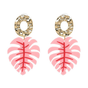 JUJIA Trendy Drop Dangle Earrings For Women Charm Leaves Shaped Vintage Statement Resin Earrings Wholesale