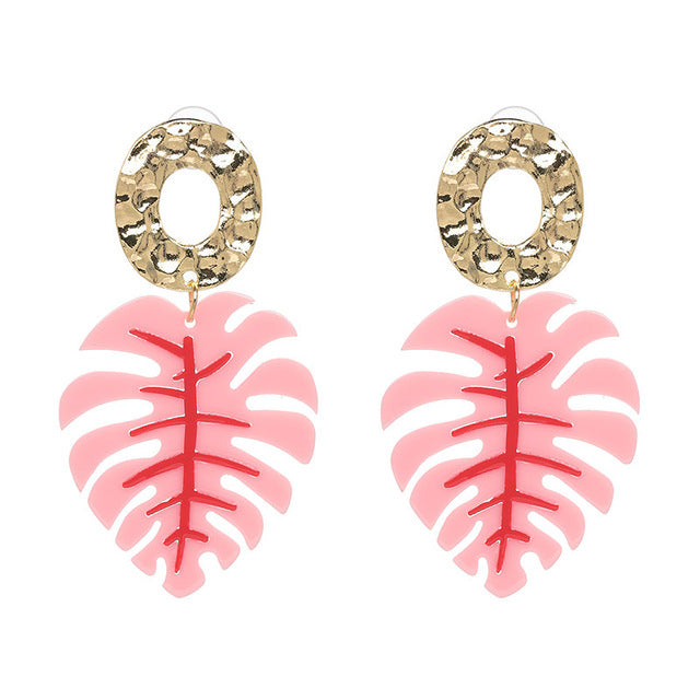 JUJIA Trendy Drop Dangle Earrings For Women Charm Leaves Shaped Vintage Statement Resin Earrings Wholesale