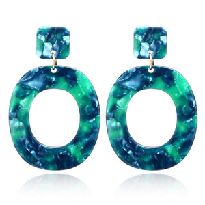 XIYANIKE 4Colors New Acid Acrylic Resin Earrings Dangle Oval Earrings for Women Long Pendant Earrings Statement Jewelry E122