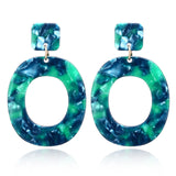 XIYANIKE 4Colors New Acid Acrylic Resin Earrings Dangle Oval Earrings for Women Long Pendant Earrings Statement Jewelry E122
